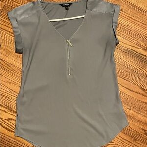 Express Charcoal Zip-Front Blouse